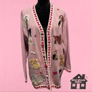 Storybook Knits Pink Dog Sweater Cardigan